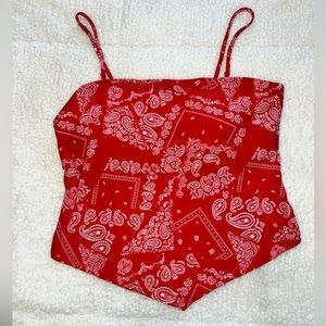 Red and white crop top tank